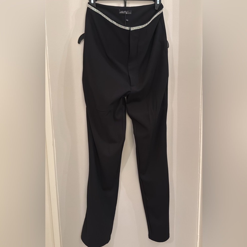 Rhinestone waistline black trousers - never worn